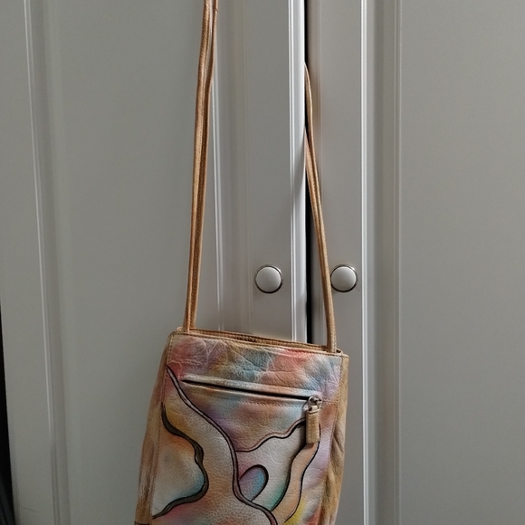 Vintage leather hand painted bag - Picture 2 of 5